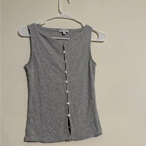 Pink Rose Heather Gray Button-Front Tank Top